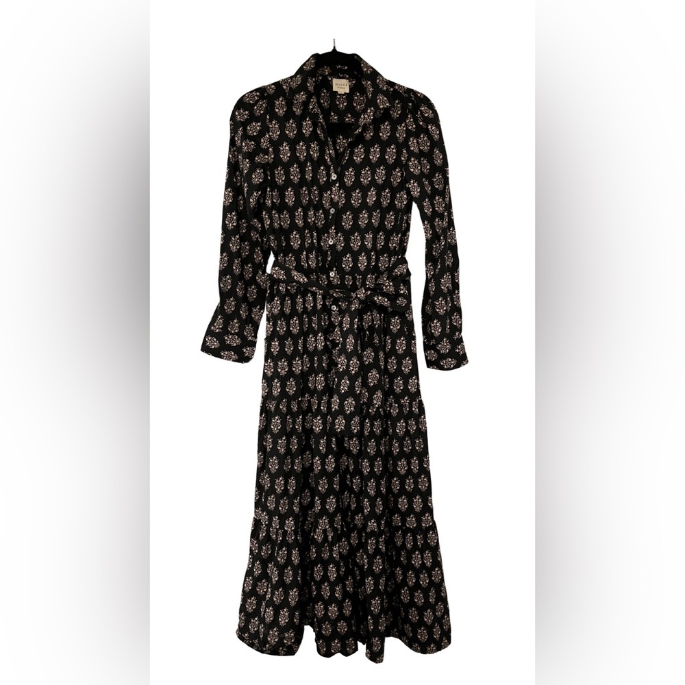 Marea FLOUNCE SHIRT DRESS - BLACK MEADOW size Small